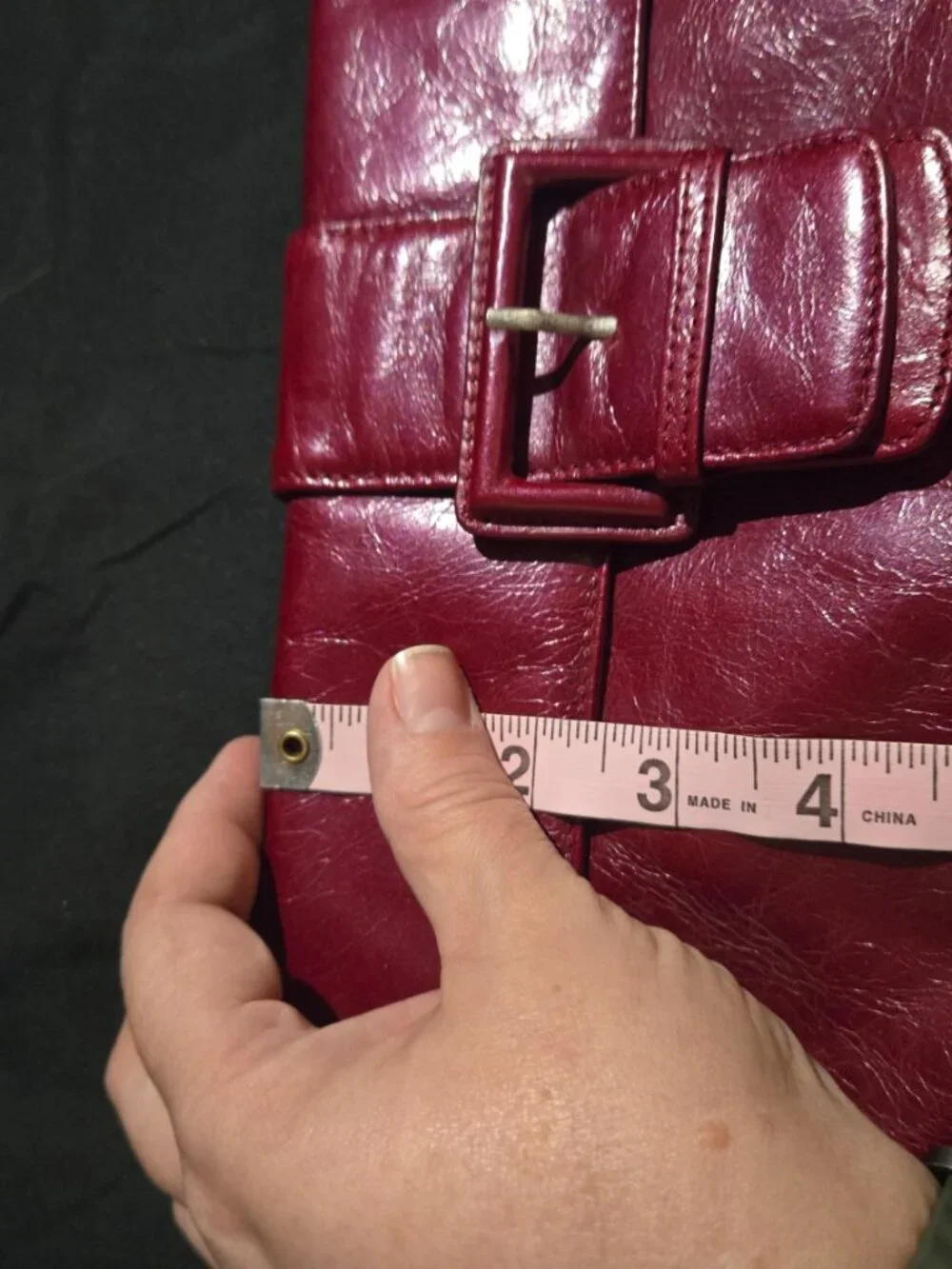 HOBO International Red Glazed Leather Buckle Wristlet Clutch